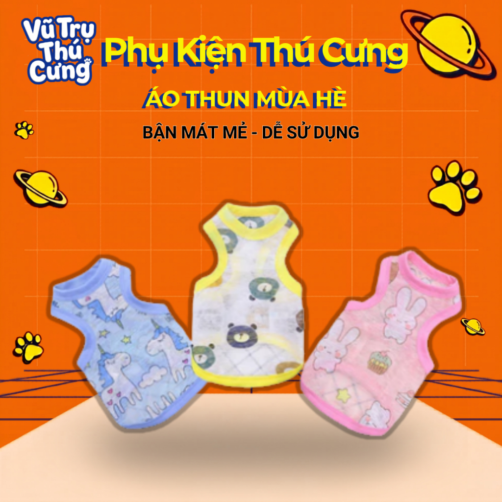 Áo Thun Mùa Hè Cho Chó Mèo Chất Liệu Mỏng Mát