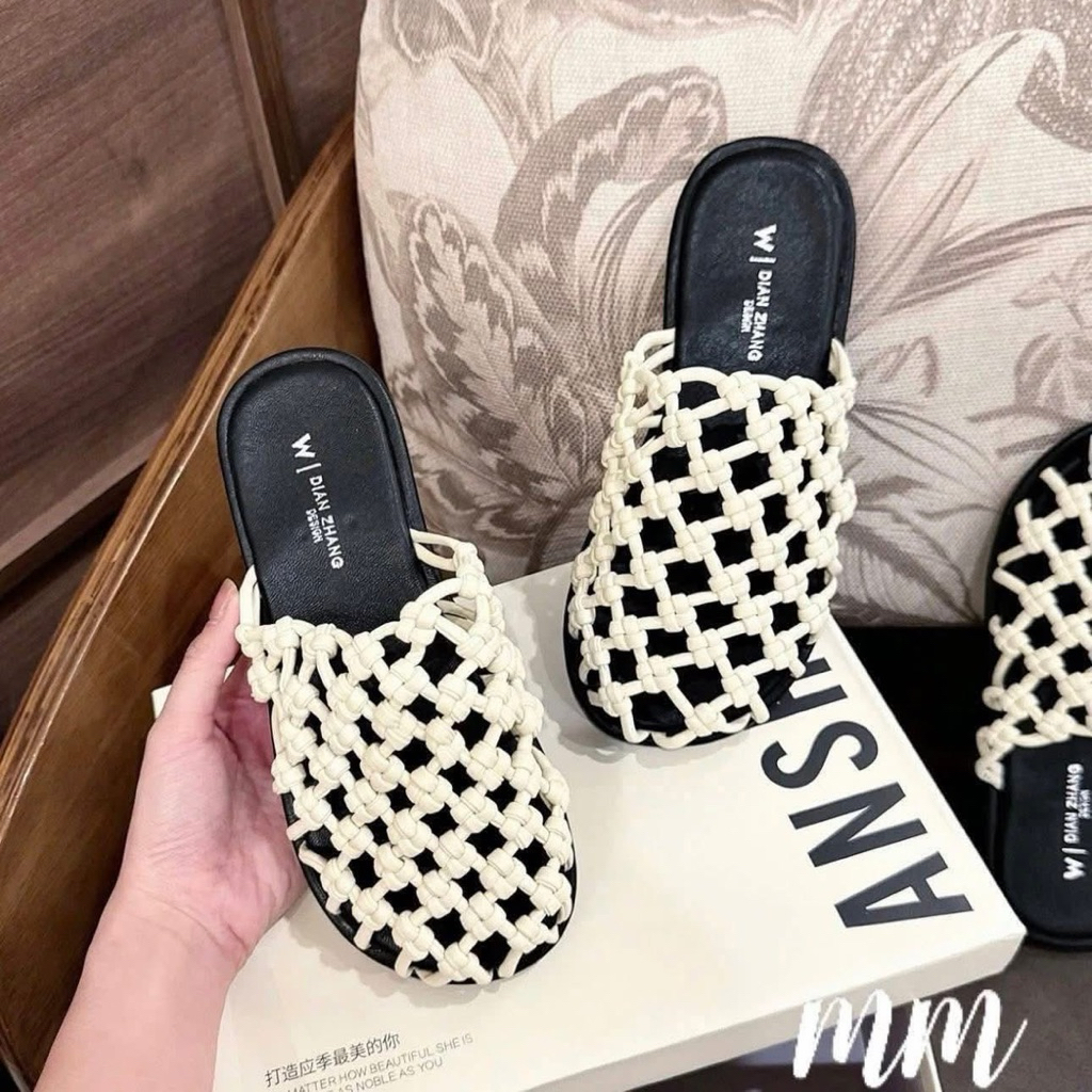 (Sẵn) DÉP SỤC RỌ LƯỚI ĐAN HÀNG QC FOM TO LÙI 1 SIZE - GIÀY DÉP QUỲNH PÉ