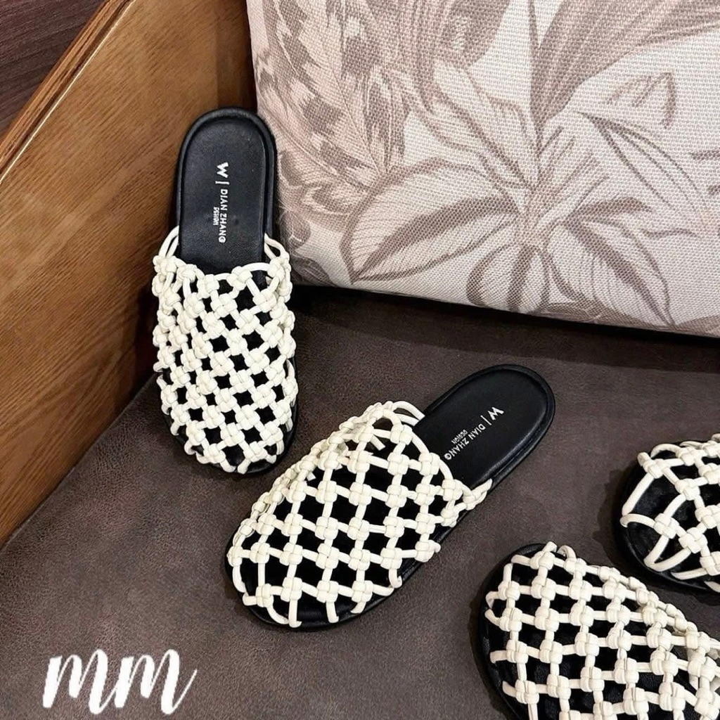(Sẵn) DÉP SỤC RỌ LƯỚI ĐAN HÀNG QC FOM TO LÙI 1 SIZE - GIÀY DÉP QUỲNH PÉ