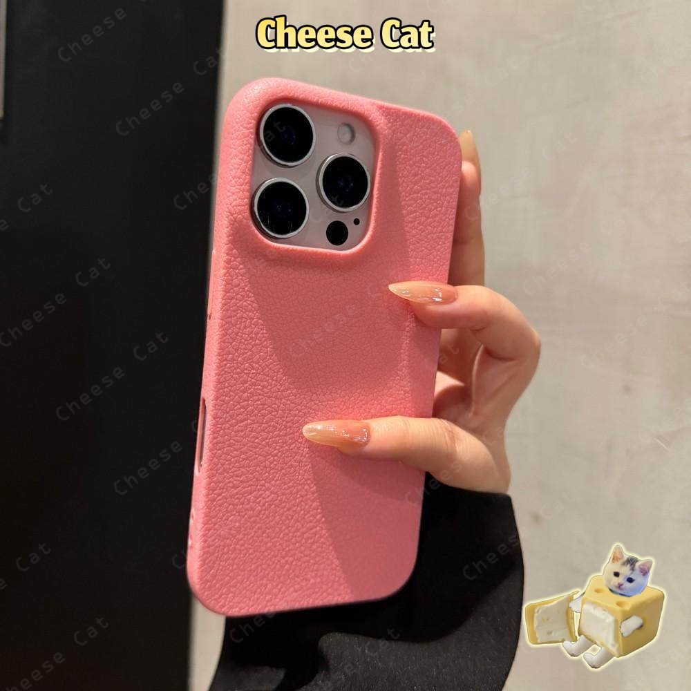 Ốp điện thoại bằng da cho iPhone 14 15 16 17 Pro Max 11 12 13 XR Xs Max 7 8 Plus Ốp iPhone màu hồng