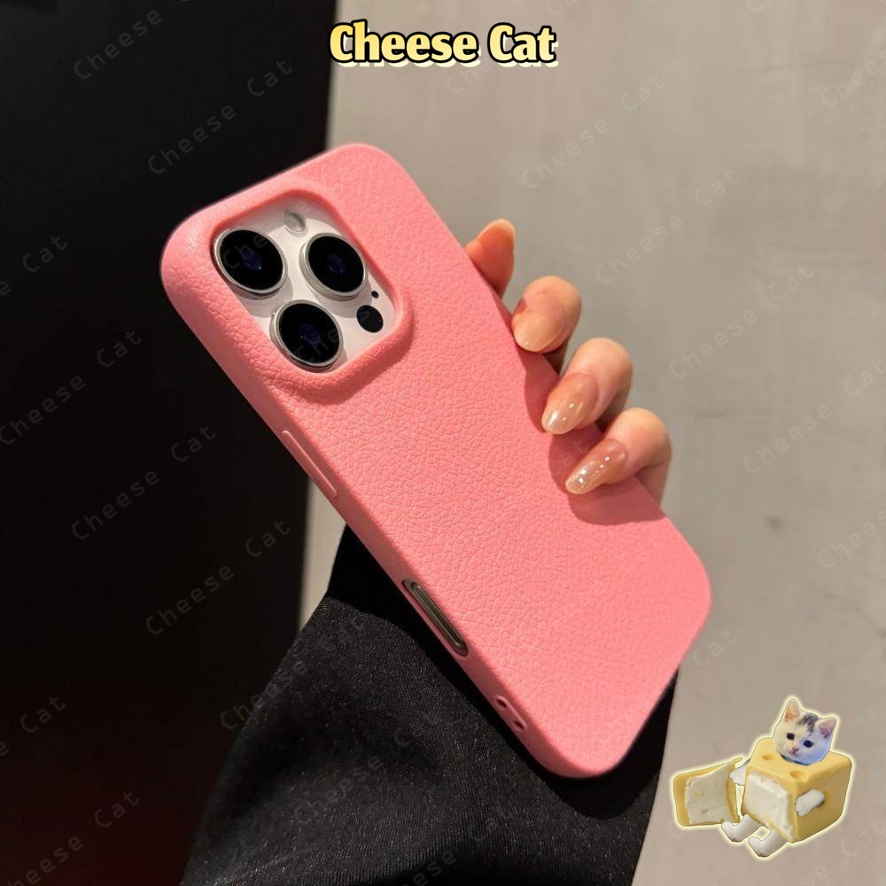 Ốp điện thoại bằng da cho iPhone 14 15 16 17 Pro Max 11 12 13 XR Xs Max 7 8 Plus Ốp iPhone màu hồng