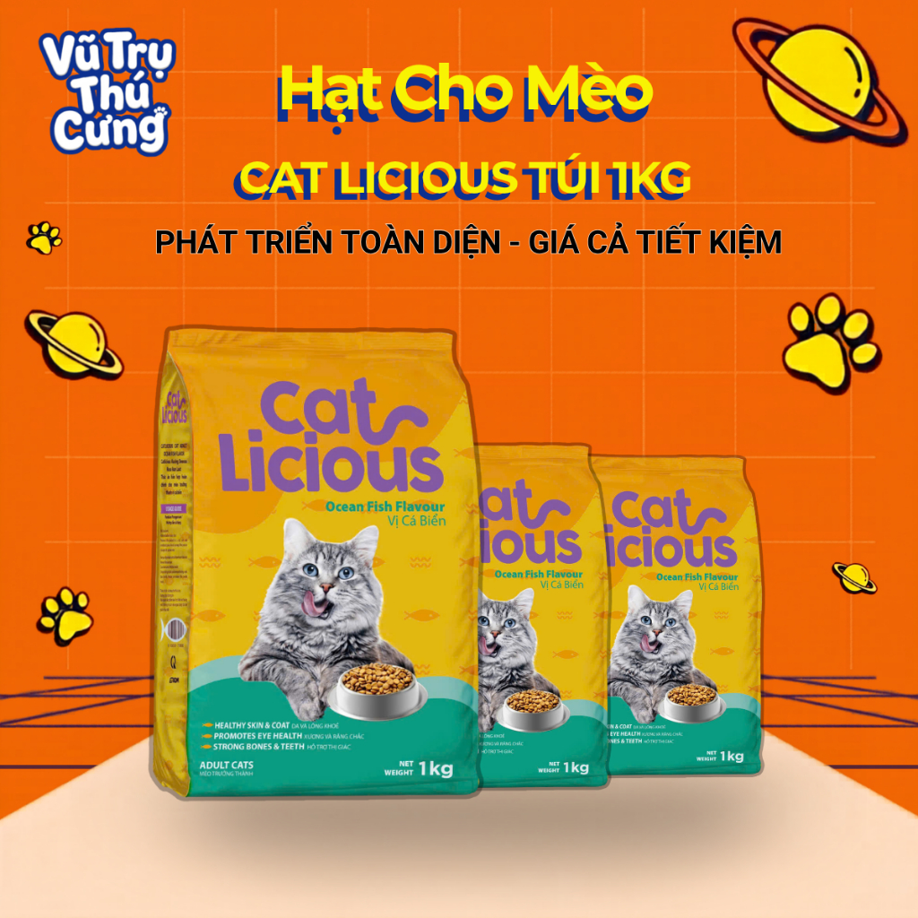 (1Kg) Thức Ăn Hạt Cho Mèo Trưởng Thành Vị Cá Biển Cat Licious