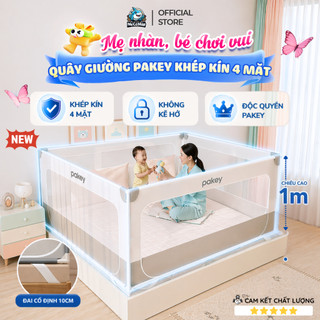 [Mẫu Mới] Quây Chắn Giường Pakey Lock360, Quây Giường Chắn 4 Mặt Khép Kín Không Kẽ Hở, Chiều Cao 1m Bảo Vệ Bé An Toàn