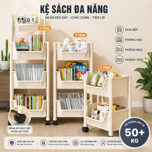 Kệ Nhựa 4 Tầng Có Bánh Xe Đẩy Chuyên Dụng Chất Liệu Nhựa Cao Cấp Dùng Cho Spa, Tiệm Nail, Nhà Bếp