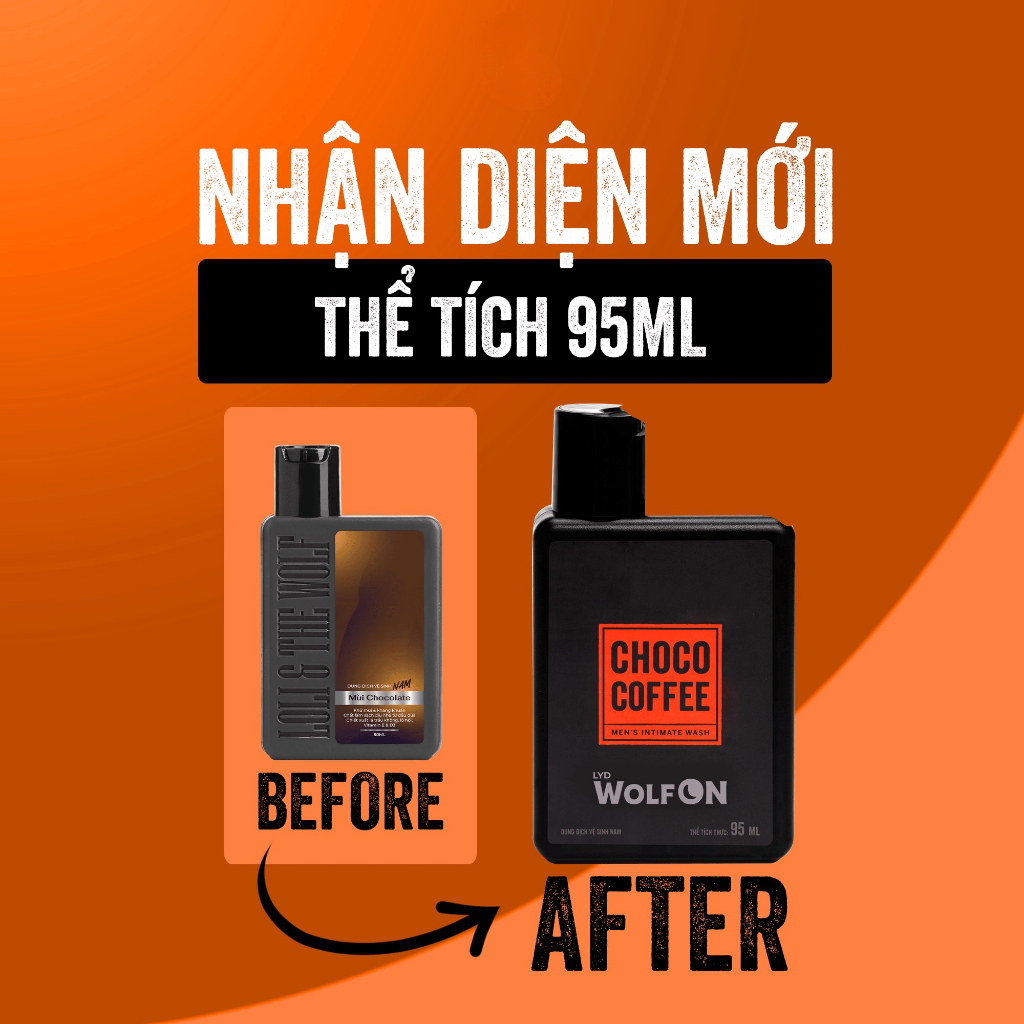 Dung Dịch Vệ Sinh Nam Giới LYD Wolf ON Choco Coffee Ngọt Ngào Sạch Thơm Cuốn Hút 95ml