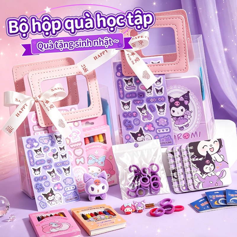 Set quà mini hoạt hình dây buộc tóc văn phòng phẩm dễ thương tặng sinh nhật tốt nghiệp 1/6 giá tốt
