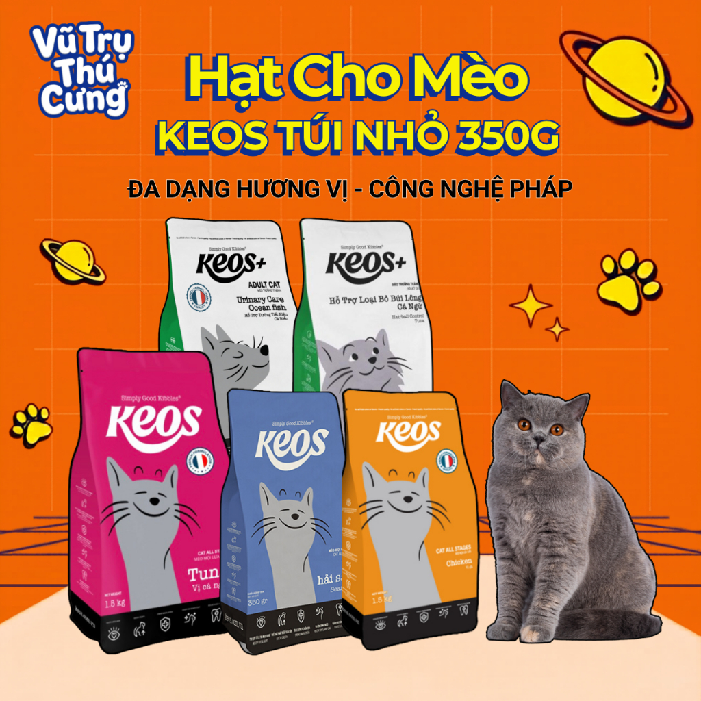 Thức Ăn Hạt Keos Cho Mèo Kén Ăn 350g