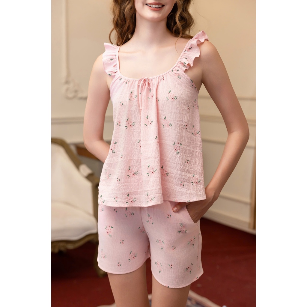 Set Đồ Ngủ Nữ 2 Dây Cánh Tiên – Set Mặc Nhà Chất Đũi Cotton Mềm Mịn Siêu Mát Mùa Hè