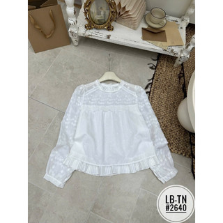 Áo sơ mi thô boy gấu xếp li cổ tròn dài tay dáng xuông #2640