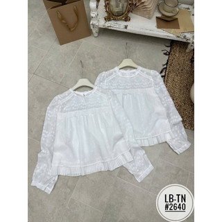 Áo sơ mi thô boy gấu xếp li cổ tròn dài tay dáng xuông #2640