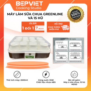 Máy làm sữa chua Green Line bảo hành chính hãng kèm 15 hũ thủy tinh tiện lợi