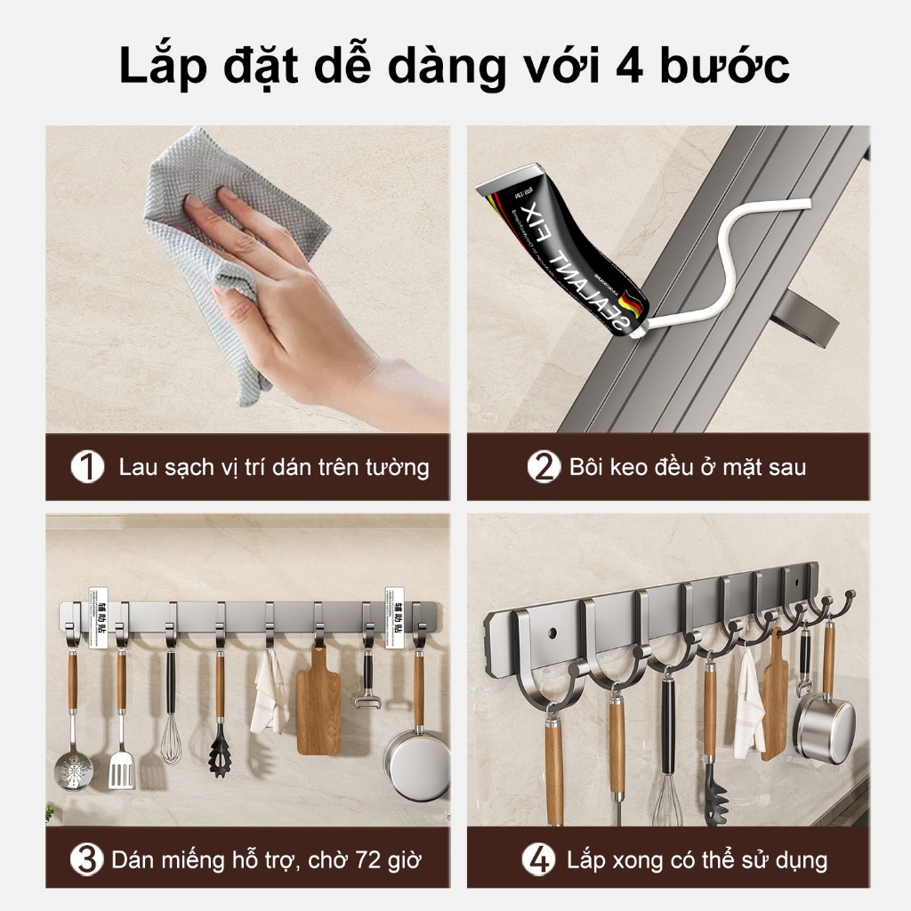 Móc Treo Quần Áo Dán Tường Chịu Lực Đa Năng, Hợp Kim Thép Chống Han Gỉ, Chịu Lực Tốt TitiHome(tặng kèm keo+đinh cố