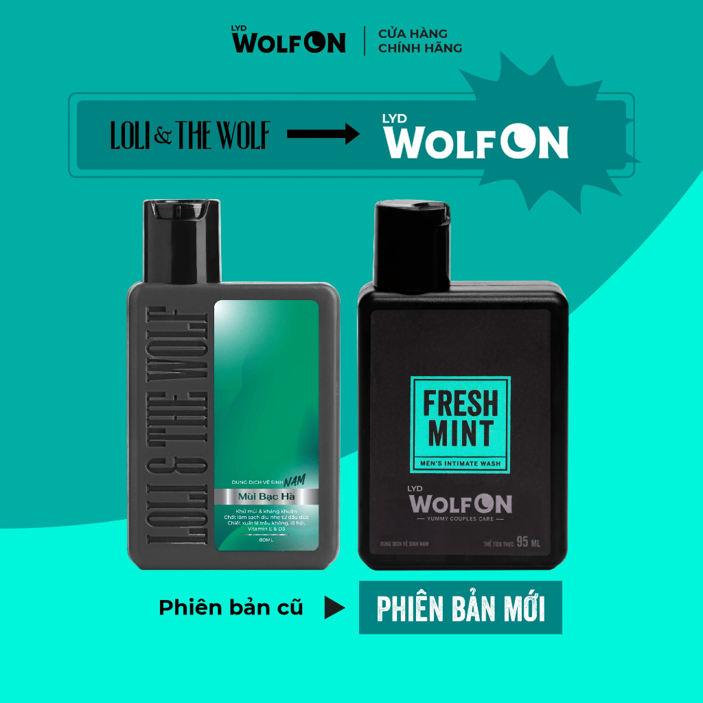 Dung Dịch Vệ Sinh Nam Giới LYD Wolf ON Fresh Mint Bạc Hà Mát Lạnh Sạch Thơm Nam Tính 95ml 150ml