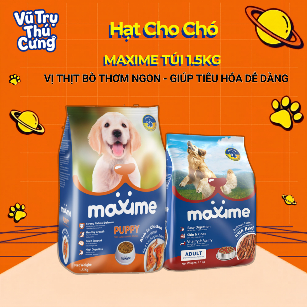 Thức Ăn Hạt Cho Chó Maxime Túi 1.5kg Tăng Cường Miễn Dịch