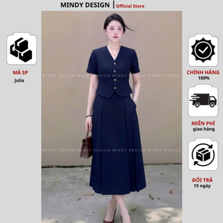 Julia - Set váy nữ áo vest chân váy xòe xếp li - Thiết kế công sở cao cấp Mindy Design