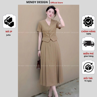 Julia - Set váy nữ áo vest chân váy xòe xếp li - Thiết kế công sở cao cấp Mindy Design