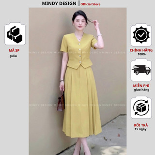 Julia - Set váy nữ áo vest chân váy xòe xếp li - Thiết kế công sở cao cấp Mindy Design
