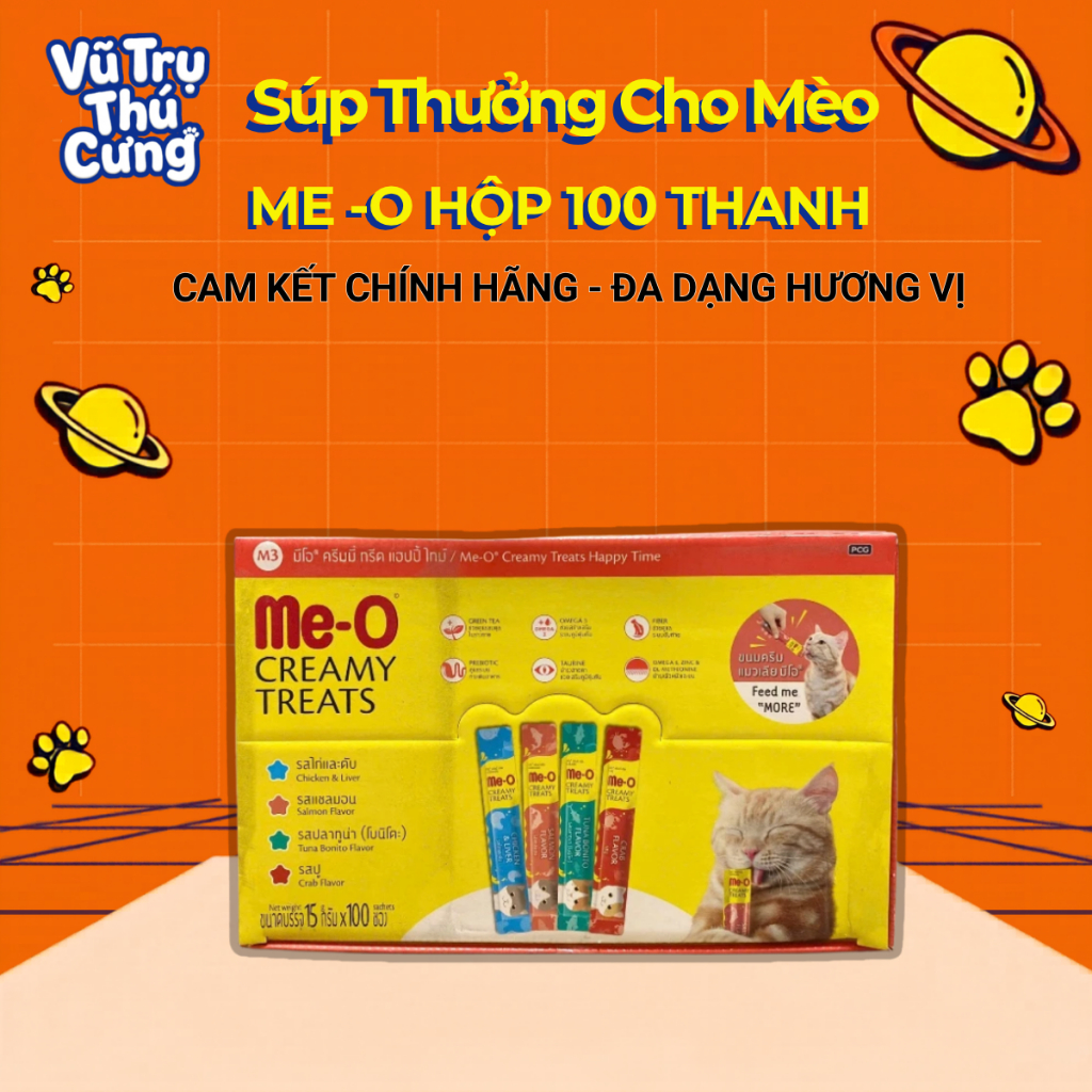 Hộp 100 Thanh-Súp Thưởng Cho Mèo Me-O Nhiều Dinh Dưỡng