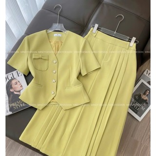 Julia - Set váy nữ áo vest chân váy xòe xếp li - Thiết kế công sở cao cấp Mindy Design