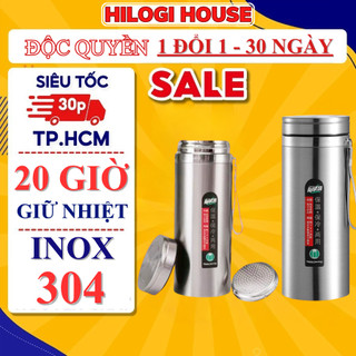 [TẶNG TÚI] Bình giữ nhiệt 1500ml inox 304 HiLOGI cách nhiệt, miệng rộng 9cm, giữ nóng 10g, lạnh 20g, có khay lọc cao cấp