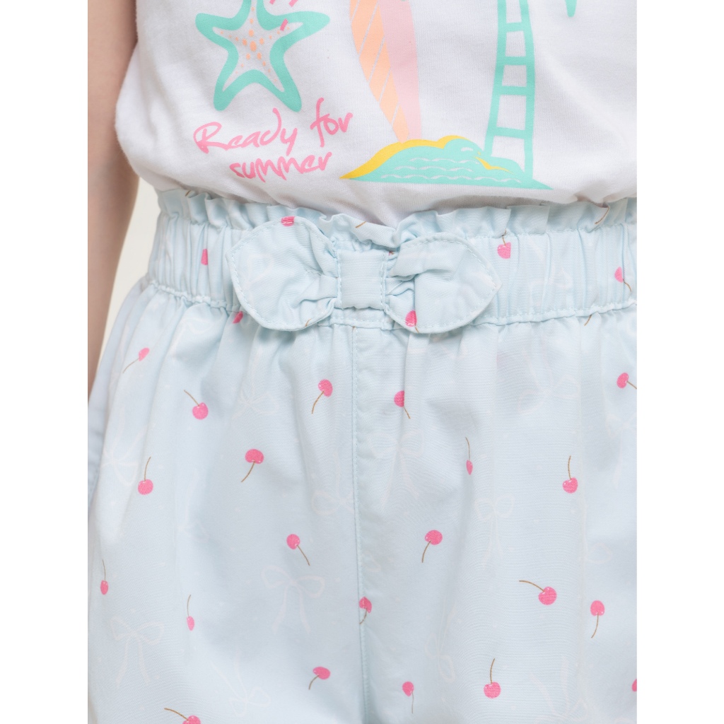 Quần short bé gái cạp chun nơ họa tiết CANIFA 1BS26S003