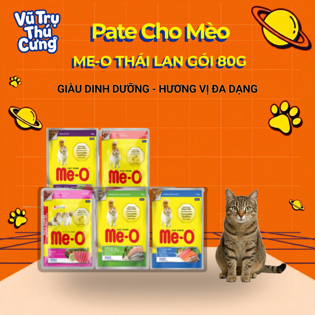 Pate Me-O Wet Cho Mèo Giàu Dinh Dưỡng Gói 80g