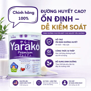 Sữa Tiểu Đường YARAKO PREMIUM GLU ISOMALT Dành Cho Người Tiểu Đường Tiền Đái Tháo Đường 400g/900g