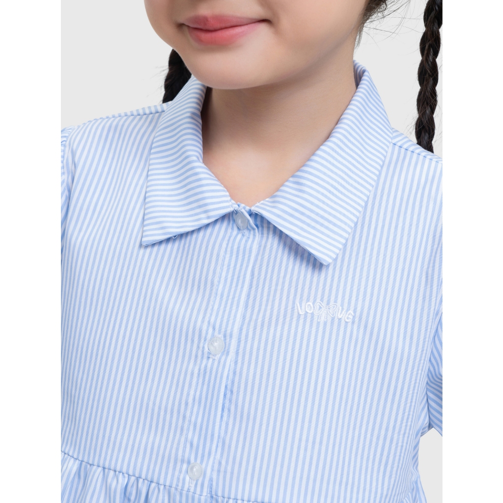 Áo sơ mi bé gái CANIFA dáng babydoll cộc tay cổ bẻ 1TH26S001