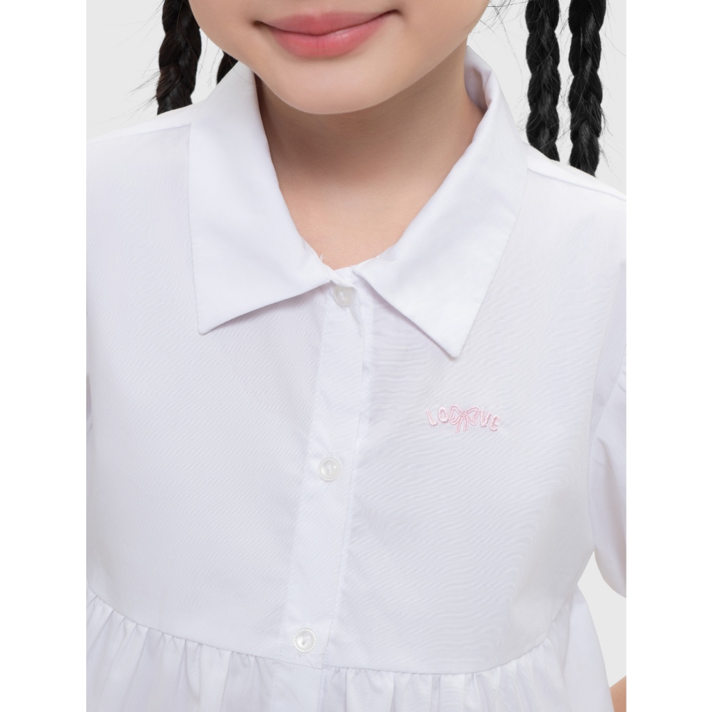 Áo sơ mi bé gái CANIFA dáng babydoll cộc tay cổ bẻ 1TH26S001