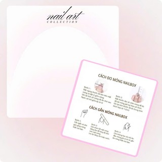 Bìa nailbox 2 mặt thẻ gắn móng tay G045 - hồng dễ thương bìa nailbox bo góc 7x7cm cán màng giấy c300