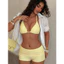 Set bikini nữ 2 mảnh cổ yếm + quần short lưng cao, đồ bơi sexy tôn dáng