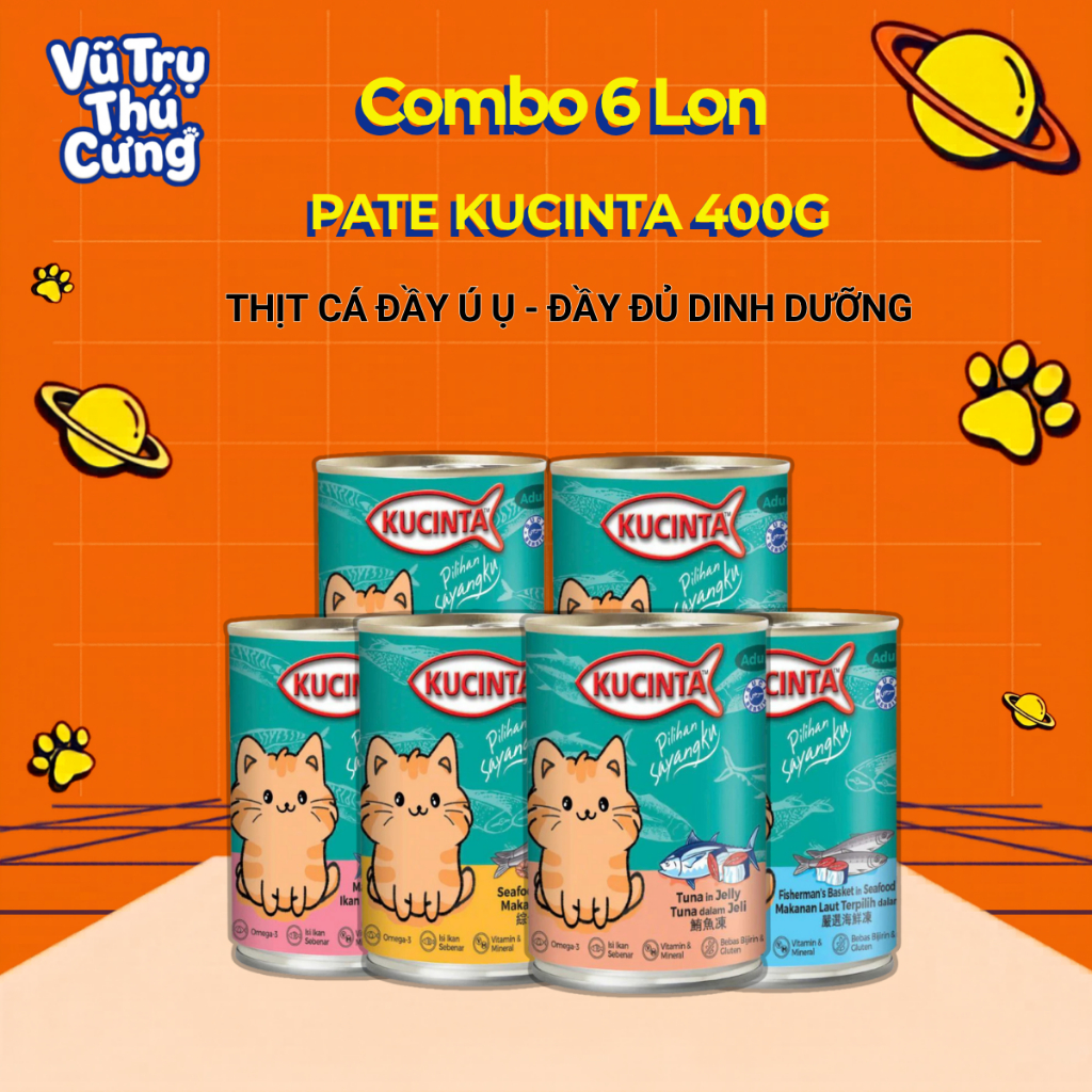 Combo 6 Lon Pate Kucinta Cho Mèo 400g