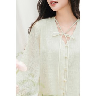 Áo Kiểu Nữ Dáng Suông LAMER FASHION Cổ Tim Form Rộng Dây Nơ Phối Quần Short Cạp Chun Đi Biển GMMH O61B26H014 O64S26H004