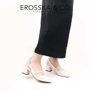 Erosska - Giày cao gót nữ quai ngang đính hạt ngọc kiểu dáng thanh lịch màu đen cao 6cm - EL045