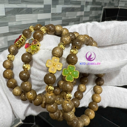 Charm Mix Vòng Tay Cỏ Bốn Lá KATEDA, Hợp Kim Kẽm Mạ Vàng Không Hoen Gỉ, tặng kim xỏ và dây xâu vòng