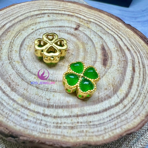 Charm Mix Vòng Tay Cỏ Bốn Lá KATEDA, Hợp Kim Kẽm Mạ Vàng Không Hoen Gỉ, tặng kim xỏ và dây xâu vòng