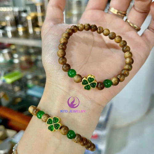 Charm Mix Vòng Tay Cỏ Bốn Lá KATEDA, Hợp Kim Kẽm Mạ Vàng Không Hoen Gỉ, tặng kim xỏ và dây xâu vòng