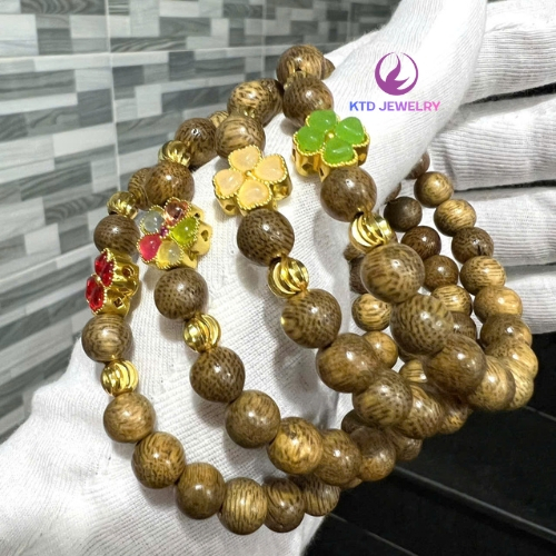 Charm Mix Vòng Tay Cỏ Bốn Lá KATEDA, Hợp Kim Kẽm Mạ Vàng Không Hoen Gỉ, tặng kim xỏ và dây xâu vòng