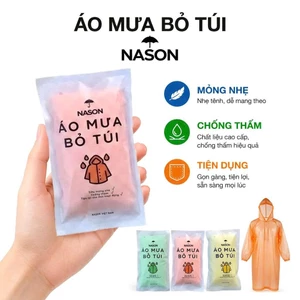 Combo áo mưa trong suốt, áo mưa bỏ túi Nason nhỏ gọn, dễ dàng mang theo, mỏng nhẹ, chống thấm nước
