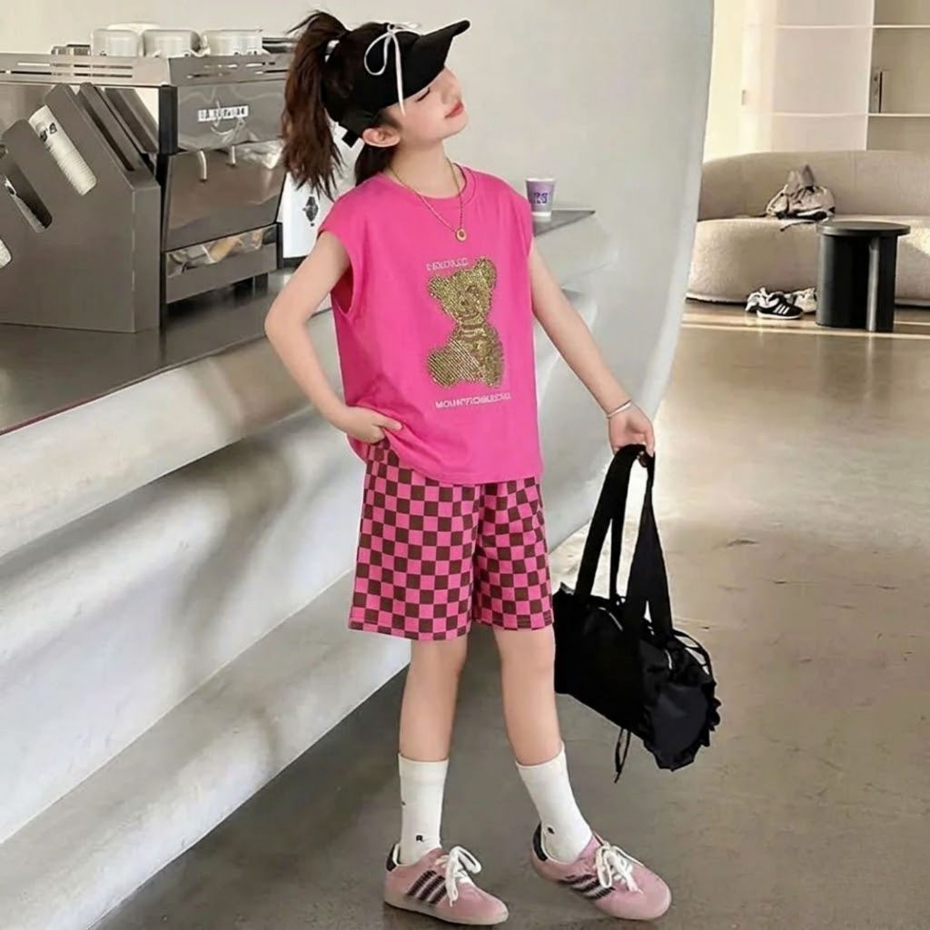 Bộ bé gái 3 lỗ họa tiết gấu chất cotton sz 14-43 kg mềm mát co giãn 4 chiều