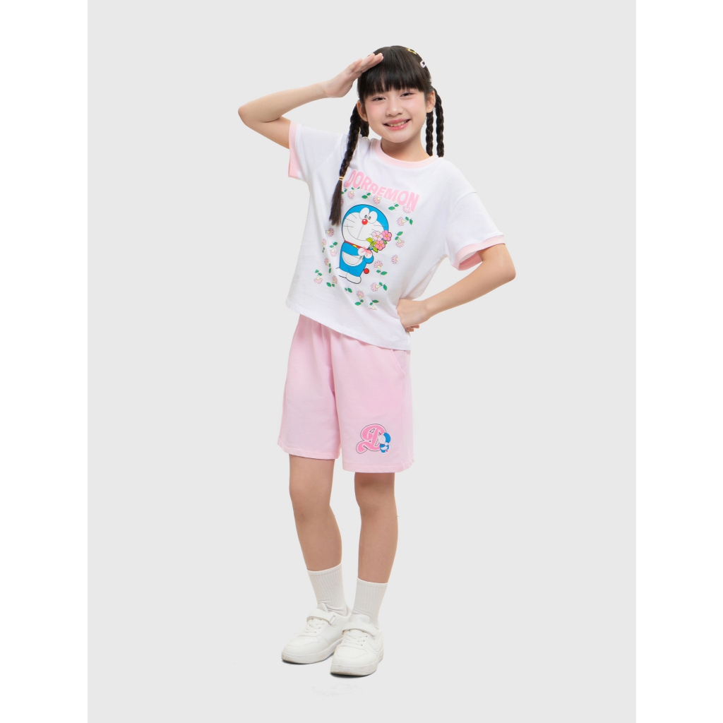 Áo phông bé gái CANIFA áo thun cộc tay in hình doraemon 100% cotton mềm mại thoáng mát 1TS26S011