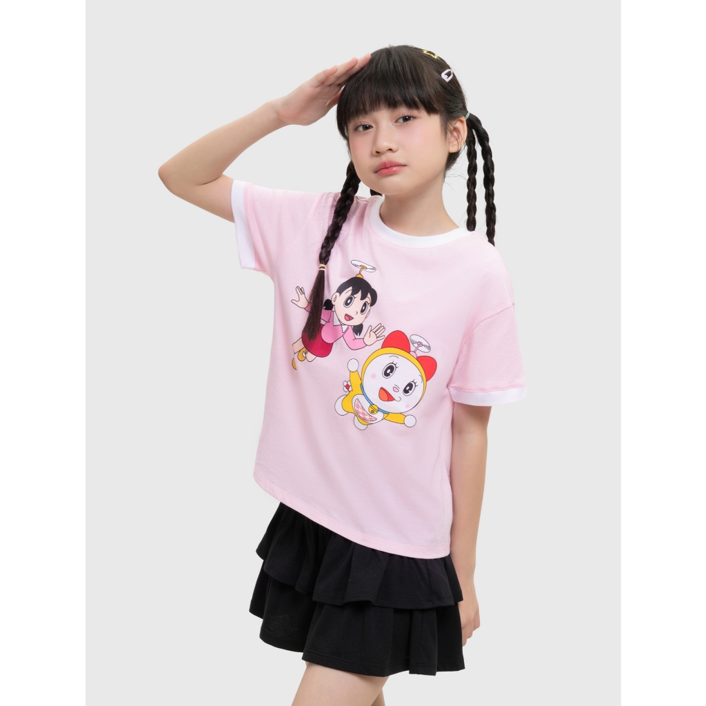 Áo phông bé gái CANIFA áo thun cộc tay in hình doraemon 100% cotton mềm mại thoáng mát 1TS26S011