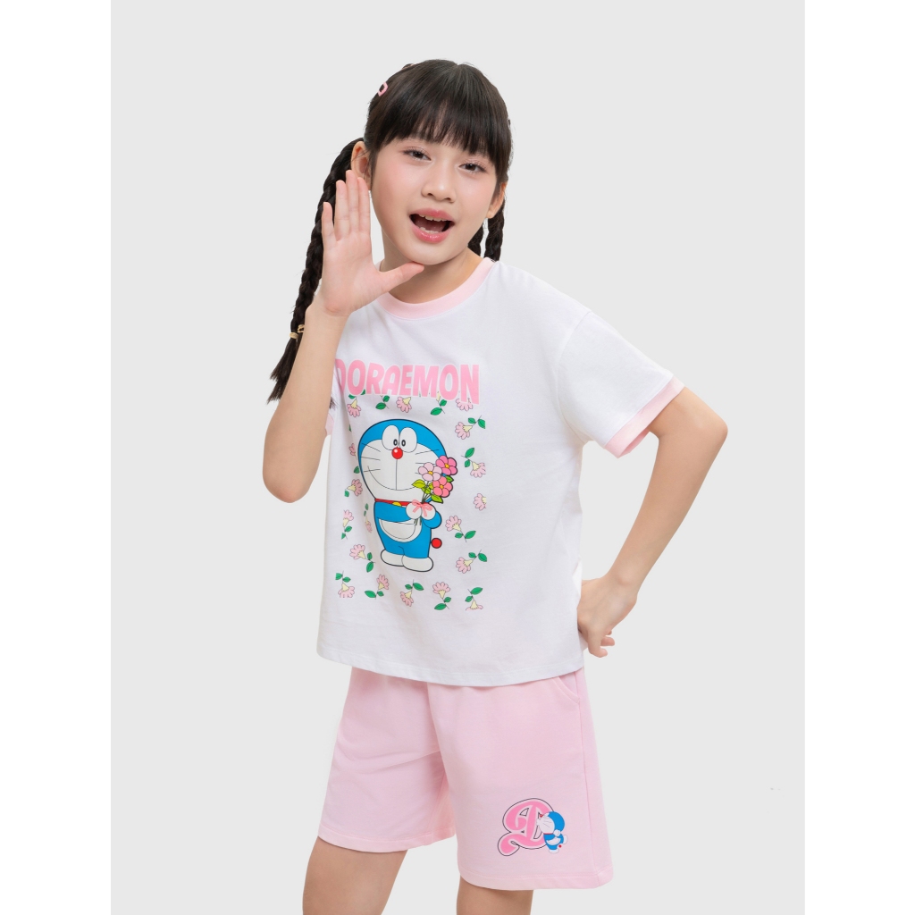 Áo phông bé gái CANIFA áo thun cộc tay in hình doraemon 100% cotton mềm mại thoáng mát 1TS26S011