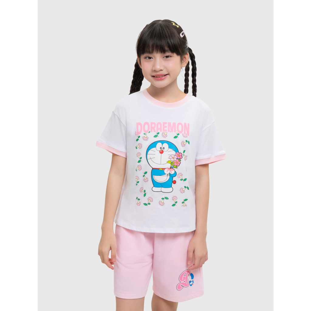 Áo phông bé gái CANIFA áo thun cộc tay in hình doraemon 100% cotton mềm mại thoáng mát 1TS26S011