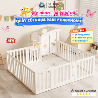 Quây Cũi Nhựa Pakey BabyHome Cho Bé Tặng Bóng+Thảm+Bóng Rổ, Quây Nhựa Cố Định Cao 61cm, Chất Liệu Nhựa HDPE An Toàn