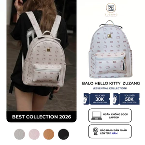 Balo Hello Kitty Cao Cấp ZuZang Da PU Size Lớn Màu Trắng Thời Trang Đi Học Đi Làm Bền Đẹp