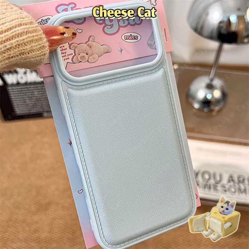 ins Ốp điện thoại da phồng màu hồng cho iPhone 17 Pro Max cho iPhone 11 12 13 14 15 16 XR Xs Max 7 8 Plus