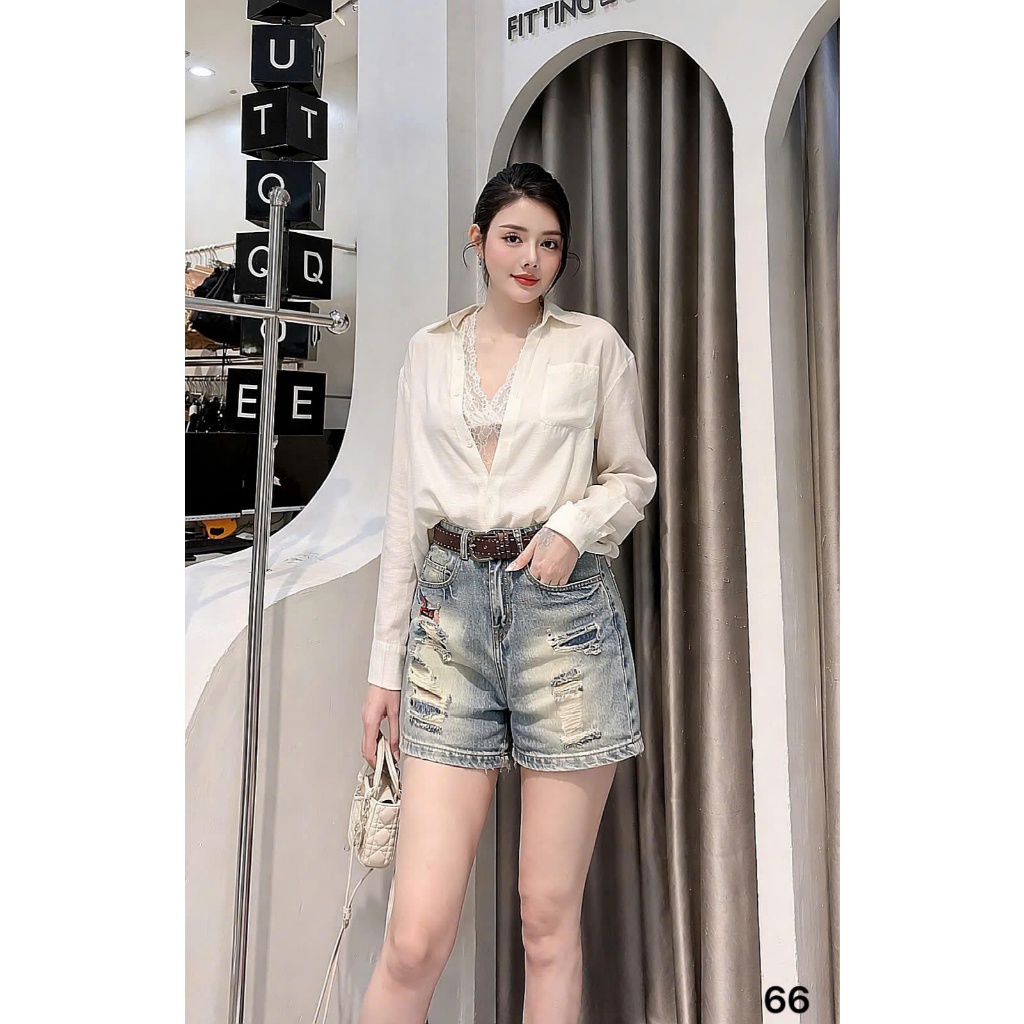 Quần Lửng Jeans Nữ Rách Thêu Cún Lưng Cao Form Rộng Ngố Hàng QC Cao Cấp  Diệu Trang Fashion QC66