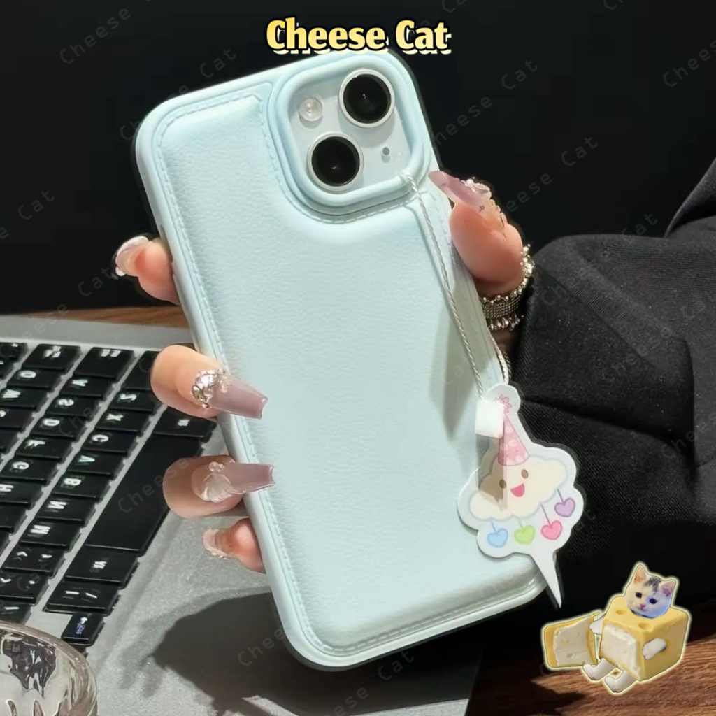 ins Ốp điện thoại da phồng màu hồng cho iPhone 17 Pro Max cho iPhone 11 12 13 14 15 16 XR Xs Max 7 8 Plus