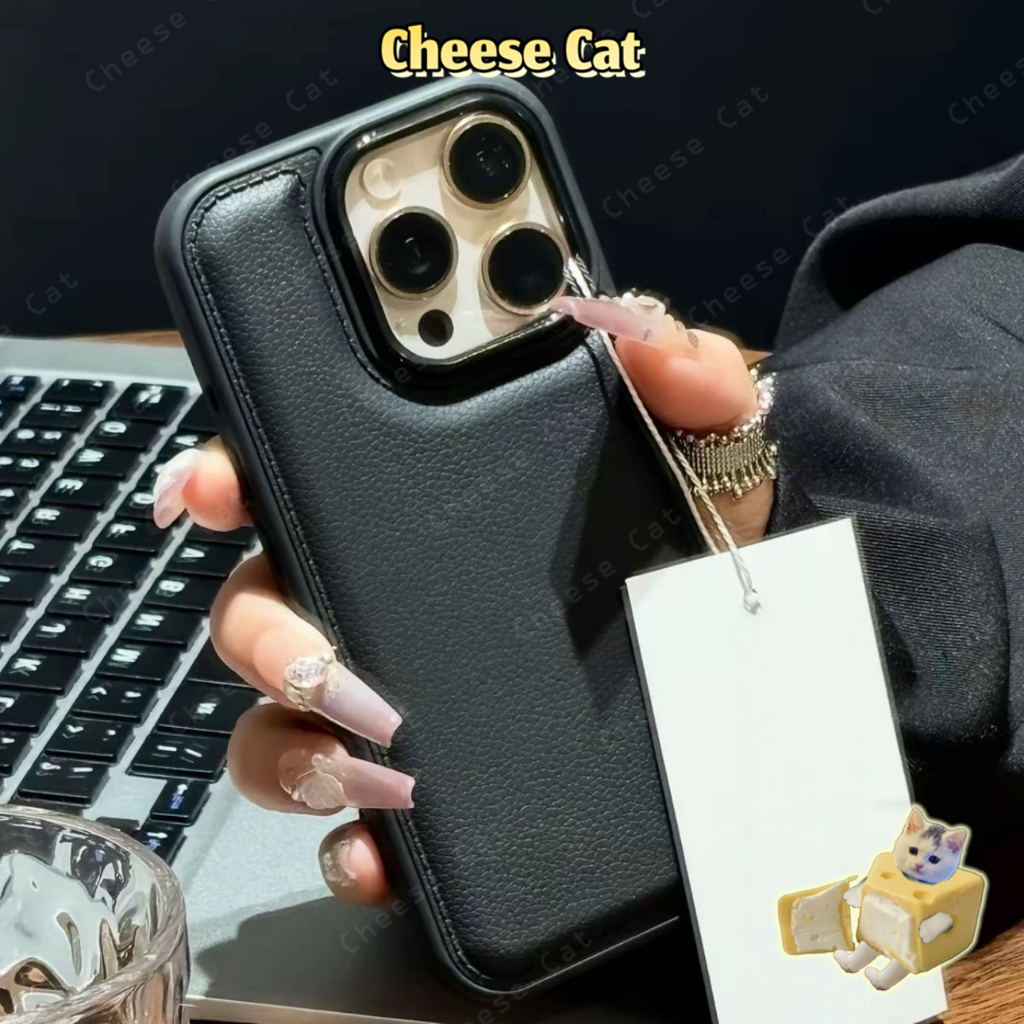 ins Ốp điện thoại da phồng màu hồng cho iPhone 17 Pro Max cho iPhone 11 12 13 14 15 16 XR Xs Max 7 8 Plus